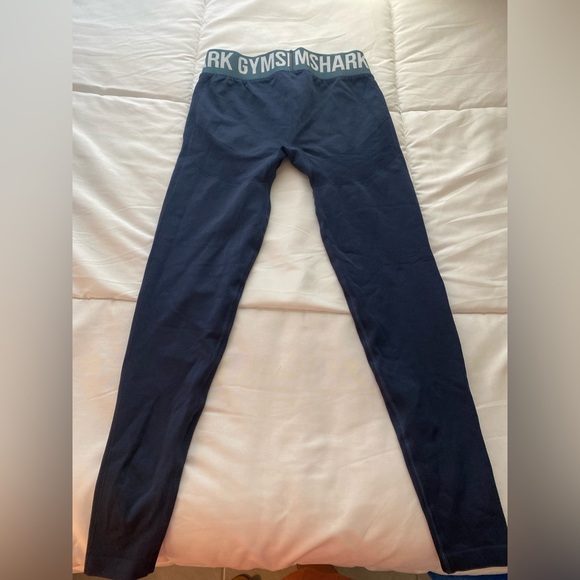 Gymshark Flex Leggings Size M Blue Stretch Yoga Ankle Athleisure Low Rise - Picture 5 of 9